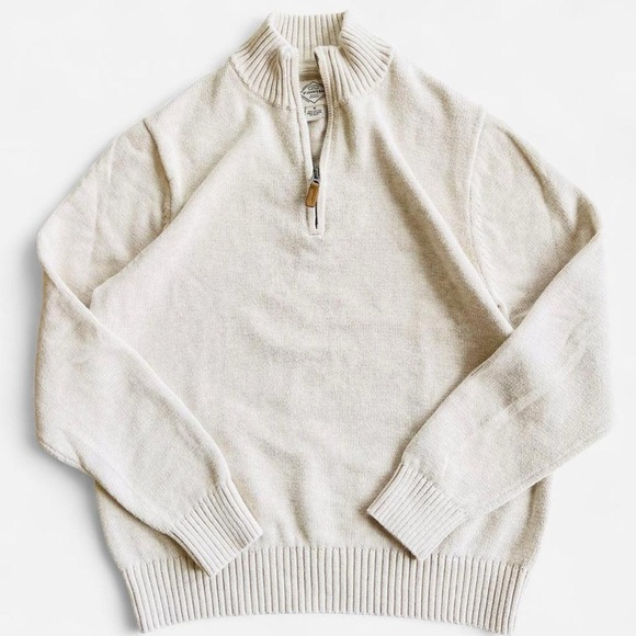 St. John's Bay Other - St. John’s Bay Cream Tone Quarter Zip Mockneck Cotton Knit Sweater M